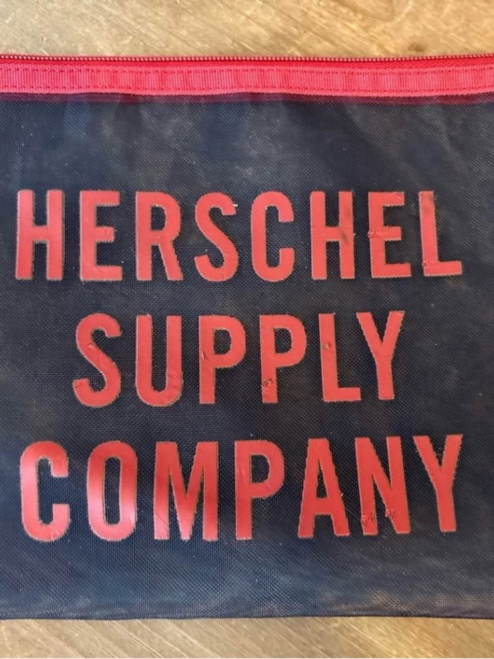 Herschel Mesh Navy Blue & Red Pen/Pencil/Marker/Accessory Bag